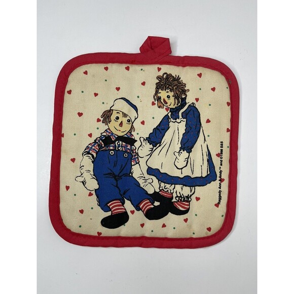 Raggedy Ann & Andy Pot Holder 1998 Vintage 7x7" - Picture 1 of 7